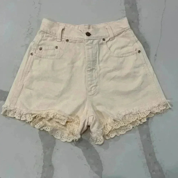Vintage Michael G Denim and Lace High Rise Shorts Women’s Size 5 - Picture 1 of 5